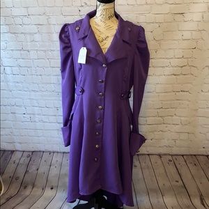 Callabie flowing hi low skirt puffy sleeve jacket